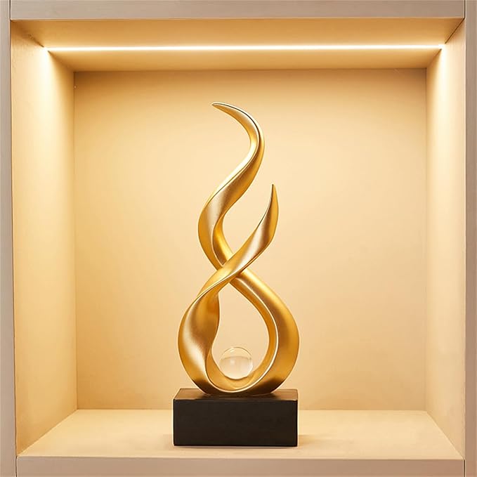 AWNR Abstract Art Deco Decor Statues for Home,Shelves,Table,Living Room, Dining Room,Modern Sculpture Decoraciones of Homes for Sale (Gold B)