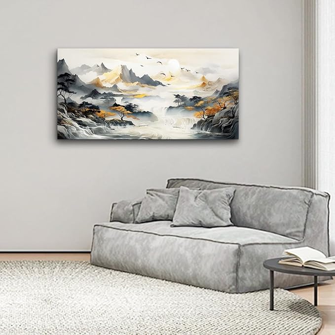 Lapremoly Large Wall Art For Living Room Wall Decor For Office Bedroom Wall Picture Abstract Mountain Landscape Canvas Prints Painting Artwork Modern Ready To Hang Stretched and Framed Home Poster