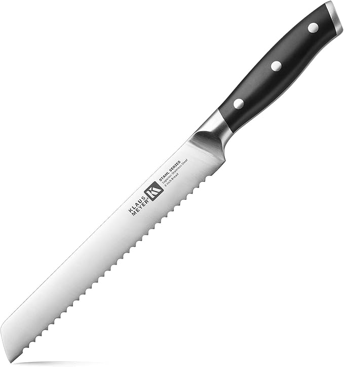 Stahl High Carbon Exclusive German Steel 8 inch Bread Knife (Black)