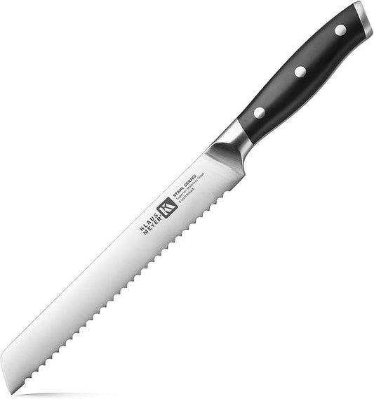 Stahl High Carbon Exclusive German Steel 8 inch Bread Knife (Black)