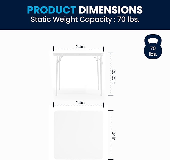 Flash Furniture Mindy Kids 5-Piece Folding Square Table and Chairs Set for Daycare and Classrooms, Children's Activity Table and Chairs Set, White