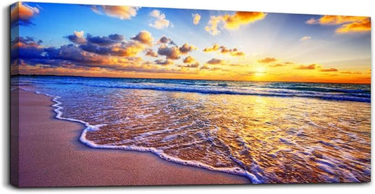 Wall Art for living room Canvas Print Artwork Wall Art Decor Blue ocean waves sun seaview Poster painting bedroom wall decorations Seascape Canvas Prints Picture Office Works Home bathroom wall decor