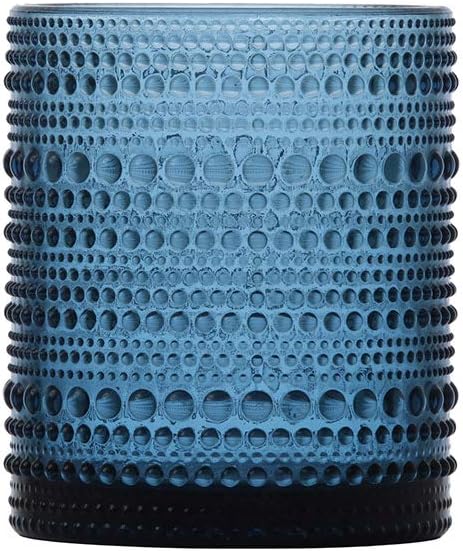 Fortessa Jupiter Beaded Hobnail Glass, 10 Ounce Double Old Fashioned (Set of 6), Cornflower Blue