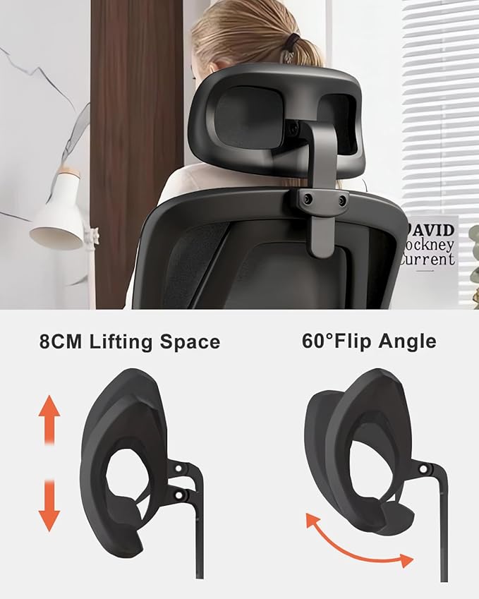 Office Chair Mesh Desk Chair, Ergonomic High-Back Rolling Gaming Work Chairs with Wheels and Adjustable Headrests,Comfortable Flip-up Arms for Home,Bedroom,Study Gaming