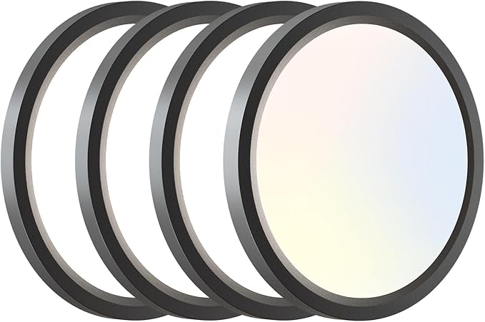 zemty 4Pack LED Ceiling Light Fixture 6.5 Inch, 12W 1200lm Ceiling Mount Light Fixtures, Adjustable 3000K 4000K 6500K, Round Flat Ceiling Lamp for Bathroom Closet Hallway Laundry (Black)