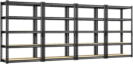 REIBII Storage Shelves 2020LBS Garage Shelving Heavy Duty Metal Shelving 5 Tier Metal Shelf for Kitchen Warehouse Basement 28" W x 12" D x 59.8" H, 4 Pack