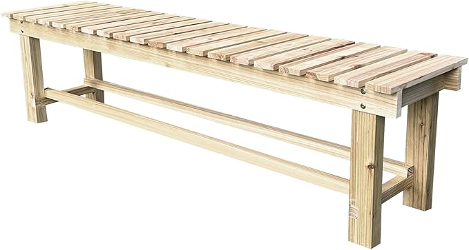 Outdoor Garden Bench, 2-Person Wood Patio Bench Weatherproof Outdoor Backless Bench, Anti-Corrosion and Anti-Rust Garden Benches for Garden Lawn Porch Park Backyard (Natural,35.5''/90cm)