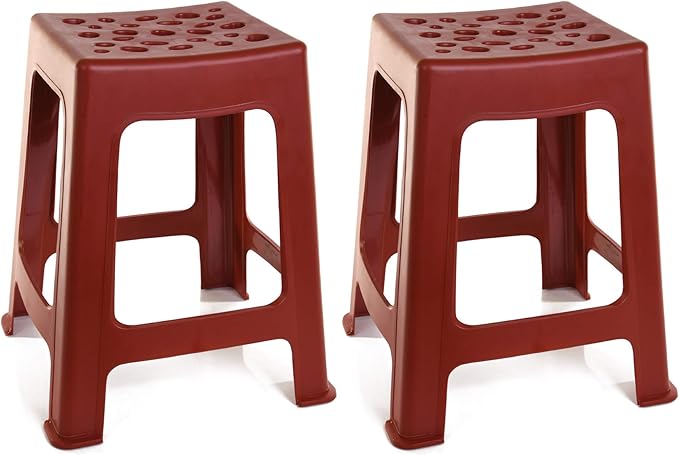Mintra Home Light Duty Plastic Stools 2pk (18in Height, Brown)