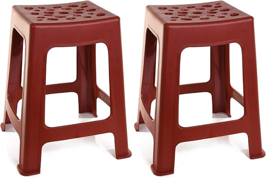 Mintra Home Light Duty Plastic Stools 2pk (18in Height, Brown)