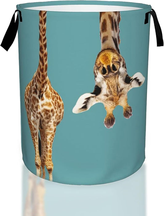 Laundry Hamper, Funny Giraffe Laundry Basket,Waterproof Foldable Storage Bin for Bedroom,Clothes Organizer Basket,Toys Box 16x20 Inch