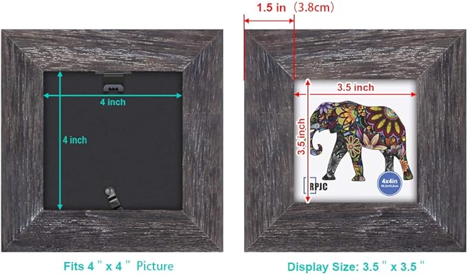 RPJC 4x4 inch Picture Frame Made of Solid Wood High Definition Glass for Wall Mounting Photo Frame Driftwood Finish