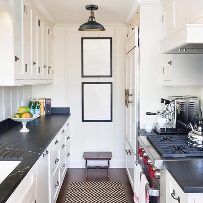 CLAXY Industrial Farmhouse Ceiling Light 1-Light Barn Ceiling Light Fixture Flush Mount for Bedroom Hallway Porch