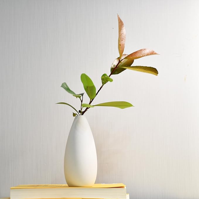 Vase Set of 4,White Decorative Vases for Home Decor,Bedroom,Farmhouse,Study Room,Living Room Decor Ceramic Small Vases Modern Dry Flower Vase