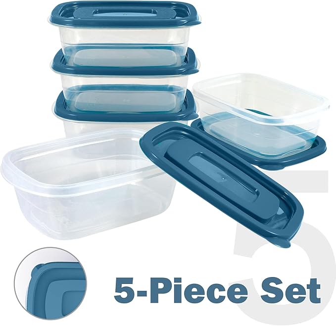5PCS Small Food Storage Containers,Freezer Microwave safe,Food Container Sets,BPA Free Plastic Meal Prep Containers & Kitchen Set,Lunch Containers,use for School,Work and Travel,0.53 Quarts Per Box