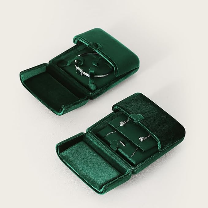Necklace Jewelry Box，Velvet Earring Gift boxes Display，Valentine Necklaces Holder for Women，Men Earrings Storage Cases (Green)