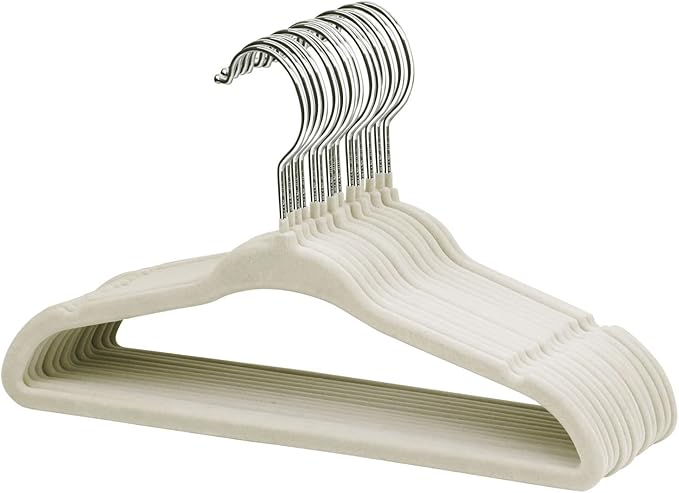 ManGotree Baby Velvet Clothes Hangers, Childrens Kids Hangers for Clothes Space Saving Non-Slip 15 Pack (Beige)