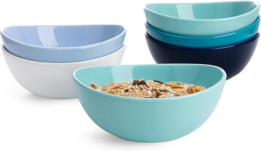 Sweese 18 oz Porcelain Bowls Set - 6 Inch, Set of 6, Multi-Color for Cereal, Soup, Salad - Microwave Dishwasher Safe