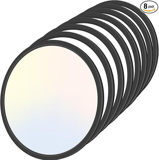 Zemty 8Pack 12 Inch LED Flush Mount Light, 28W 3200lm Super Slim Ceiling Light Fixture, 3000K/4500K/6000K Selectable Ceiling Lamp for Bedroom, Bathroom, Kitchen, Living Room (Black)