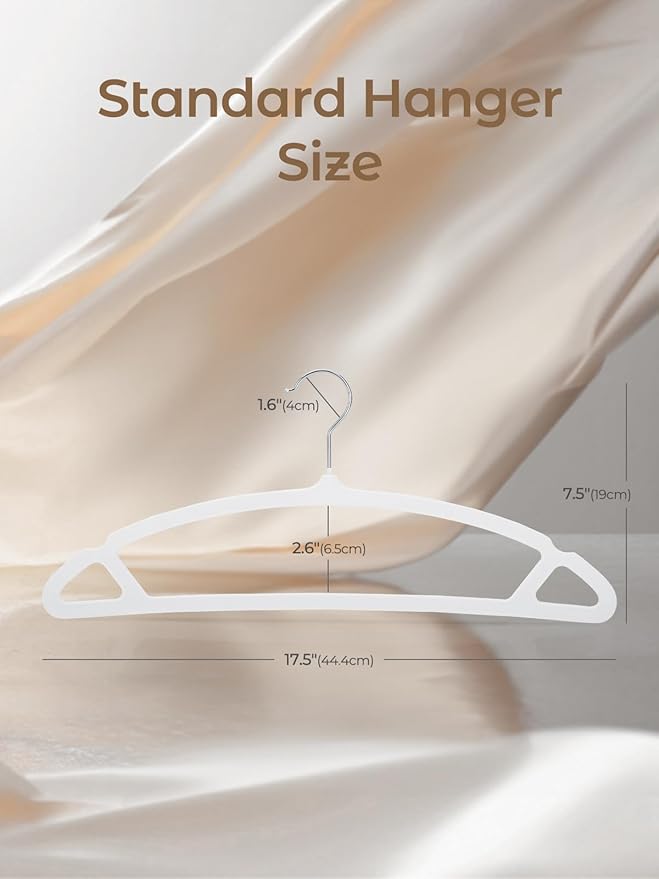 HOUSE DAY White Velvet Hangers 20 Pack, Luxury Non Slip Felt Hangers, Space Saving White Clothes Hanger Heavy Duty, No Shoulder Bump Focked Hanger with 360° Swivel Hook for Closet