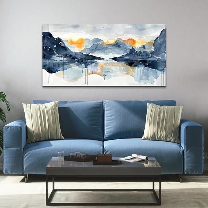 FUHAIHUA Canvas Wall Art For Living Room Large Wall Decor For Office Bedroom Home Decorations Minimalism Abstract Paintings Watercolor Ink Pictures Artwork Aesthetic Room 24x48 In
