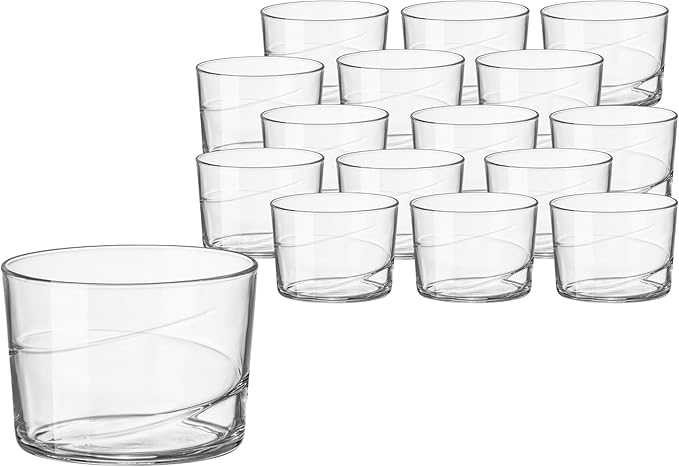 Bormioli Rocco Bodega Swirl Rum Glasses - Set of 12, 7.25 Oz. Spiral Design Tumblers with Secure Edge Technology for Enhanced Durability, Shock Resistant - Made in Italy, Dishwasher Safe