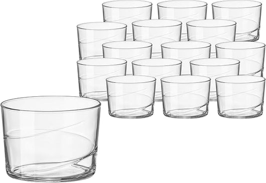 Bormioli Rocco Bodega Swirl Rum Glasses - Set of 12, 7.25 Oz. Spiral Design Tumblers with Secure Edge Technology for Enhanced Durability, Shock Resistant - Made in Italy, Dishwasher Safe