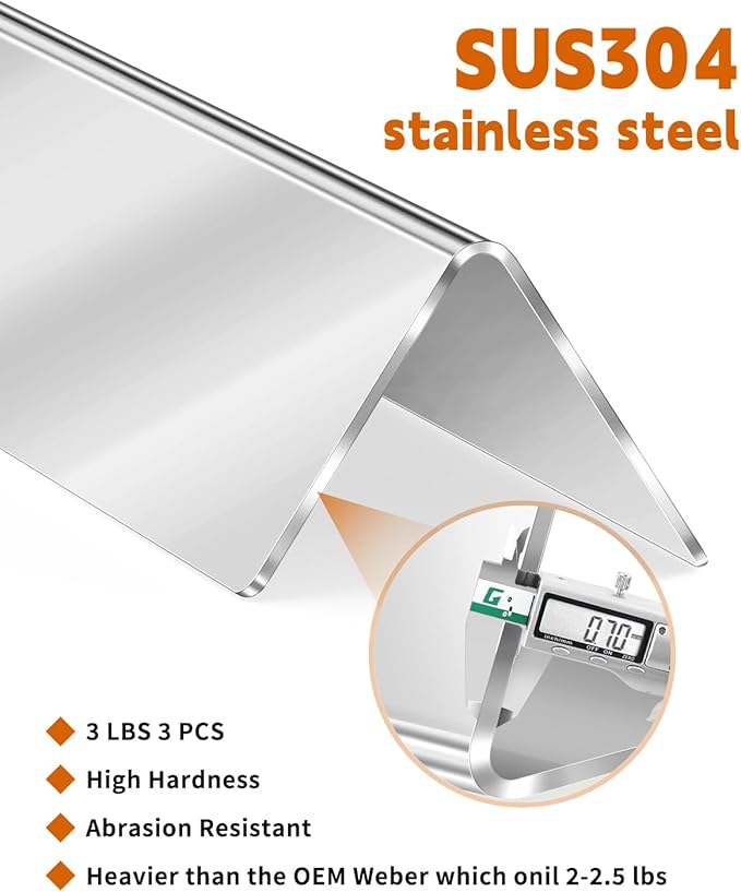 15.3 inch Flavorizer Bars for Weber Spirit Grill Parts 200 Series Weber Spirit 2 Grill Parts E220 E230 S220 S230, Spirit 210 Grill Parts E210 S210 for Weber Grill Parts 7635 67045, 3 Pcs