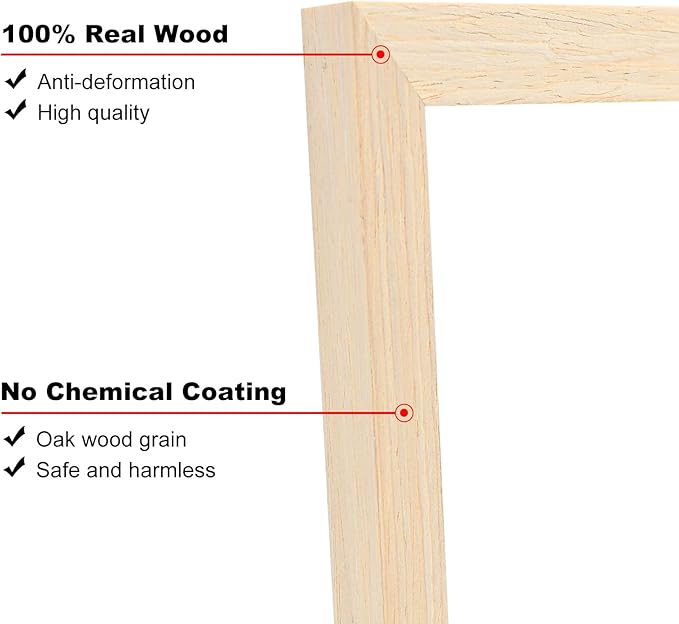 KINLINK A4 Picture Frame, White Oak Solid Wood Frames with Acrylic Plexiglass for Pictures A5 with Mat or A4 without Mat, Tabletop and Wall Display Photo Frame 4 Pack