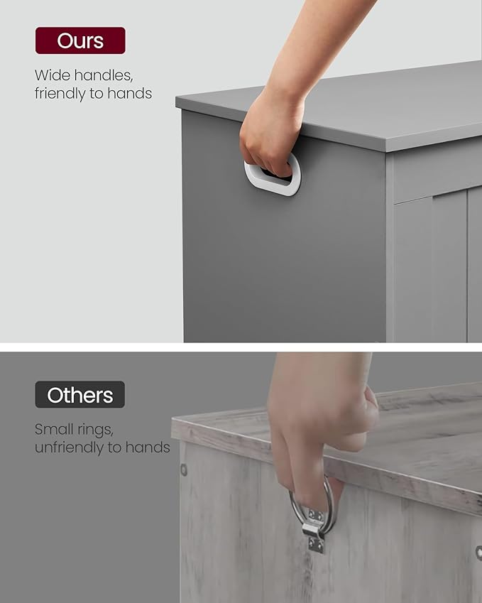 VASAGLE Storage Chest, 29.9 Inches Width Storage Bench, Entryway Bench with 2 Safety Hinges, Shoe Bench, Farmhouse Style, for Entryway, Bedroom, Living Room, Dove Gray ULHS011G01