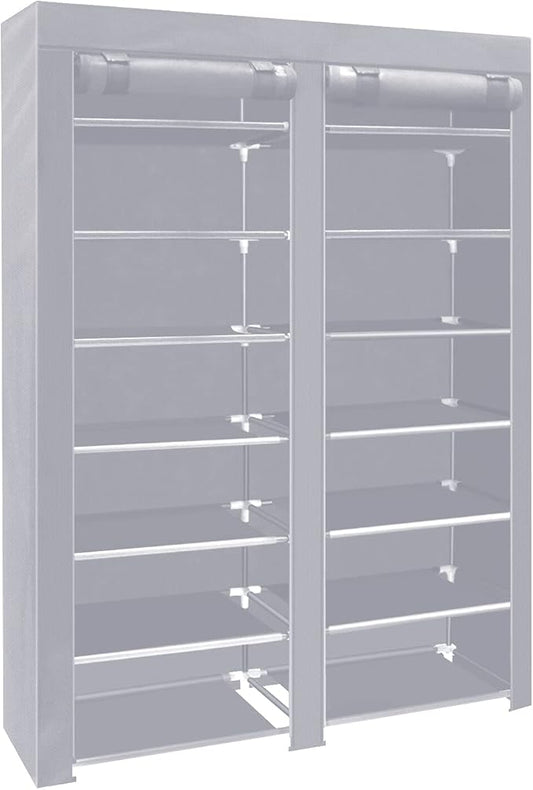 ERONE Shoe Rack Storage Organize, 28 Pairs Portable Double Row with Nonwoven Fabric Cover Shoe Shelf Cabinet for Closet