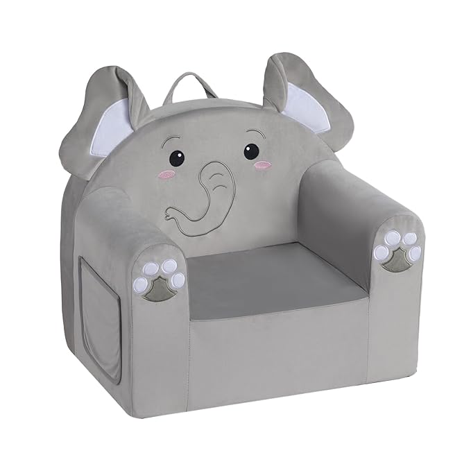 ALIMORDEN Animal Series Kid's Chair, Ultra-Soft Comfy Foam Filled Toddler Sofa Chair, Cute Animal-Shaped Design Toddler Couch, Lightweight Birthday for Baby Boys & Girls (Elephant)