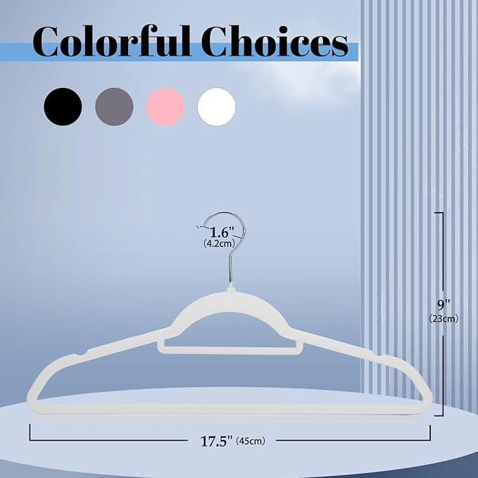 Smartor White Velvet Hangers 20 Pack, Space Saving Clothes Hangers with Tie Bar, Non-Slip Felt Hanger with Shoulder Notches, Heavy Duty Suit Hanger for Coat, Shirt, Pants, Dress