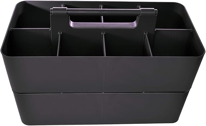2 PACK - Portable DIY 8 Dividers Durable Plastic Tote Tool & Supply Cleaning Caddy with Handle Made In USA (Black)
