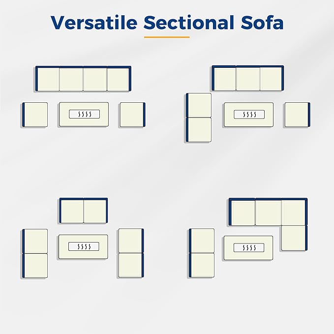 Wisteria Lane Patio Furniture Set for All Wheather, 7 Pieces Wicker Outdoor Furniture Set with Washable Cushions & Fire Pit Table, Oversized Outdoor Sectional for Garden, Poolside, Backyard, Blue