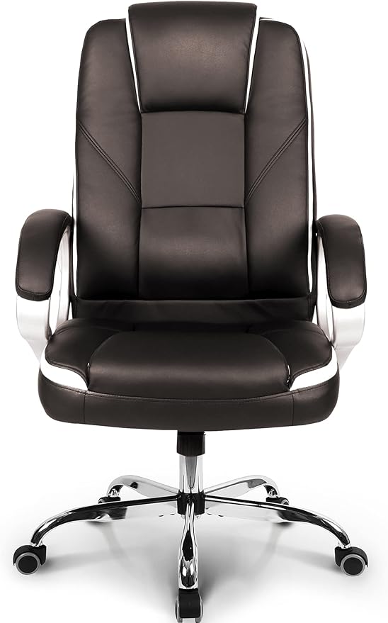 NEO CHAIR Office Desk Ergonomic Gaming Chair High Back Adjustable Computer Chair with Wheels and Lumbar Support Comfy Leather Executive Swivel (Brown)