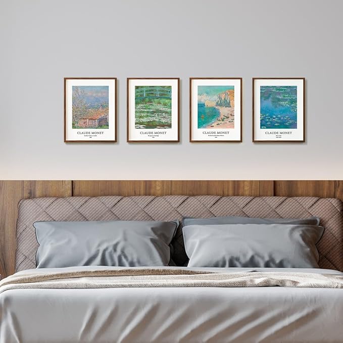 EVOLE HOME Claude Monet Art Prints, Set of 4 Wall Art, Unframed 8x10 Prints, Giclée Prints, Impressionism Art Poster for Home Decor, Office Wall Decor, Gift for Men, Women