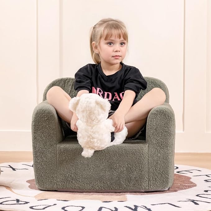 Tiita Kids Couch Plush Toddler Chair, Cloud-Like Glow in The Dark Kids Sofa Toddler Reading Chair with Washable Cover Carrying Handle, Convertible Children Sofa Chair for Girls and Boys