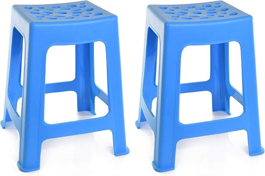 Mintra Home Light Duty Plastic Stools 2pk (18in Height, Light Blue)