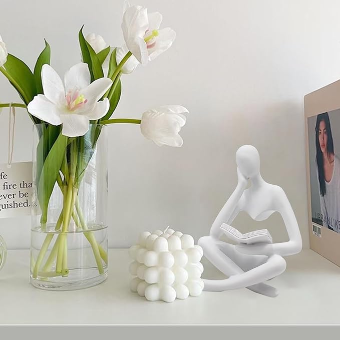 Reading Women Statue, Thinker Sculptures, Abstract Art Ornament, Modern Aesthetic Figurine Decoration, Suitable for Home Living Room Bedroom Office Shelf Table Desk Bookshelf Decor