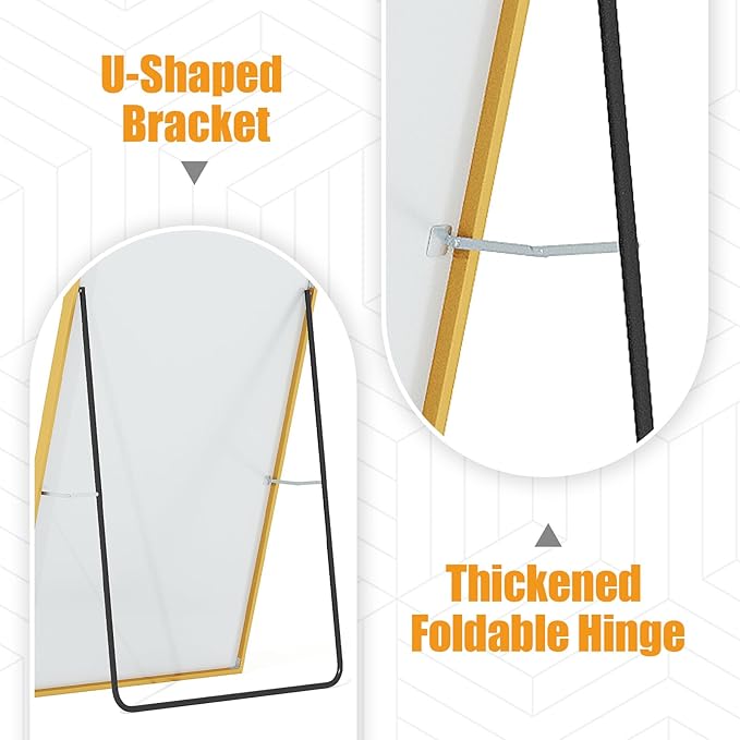 Tall Full Body Mirror, 55''x 18'' Full Length Mirror w Gold Aluminum Alloy Frame, Floor Not Fragile Tempered Mirror Leaning Against Wall for Living Room,Women Dressing Clothes Mirror