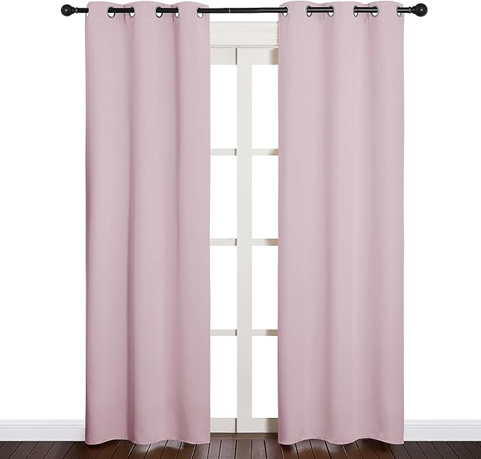 NICETOWN Blackout Draperies Curtains for Girls Room, Nursery Essential Thermal Insulated Grommet Top Blackout Panels (Lavender Pink, 1 Pair, 34 x 84 inches)