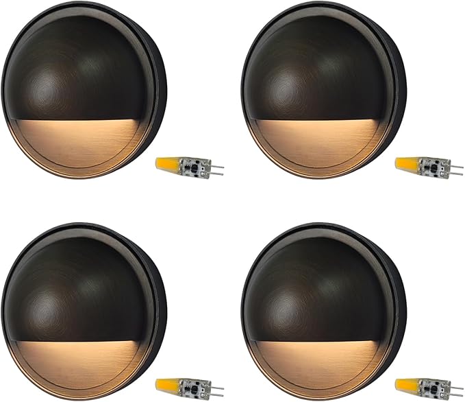 COLOER LED Deck Lights, Low Voltage IP65 Waterproof Landscape Lighting, Brass Step Railing Fence Light, Outdoor Fence Lights, Landscape Pathway Light, 72 inch Wired (4-Pack with Bulb)