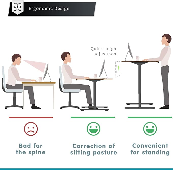 YESHOMY Height Adjustable Electric Standing Desk, 55 inch Computer Table, Home Office Workstation, Black Leg/Rustic Brown Top