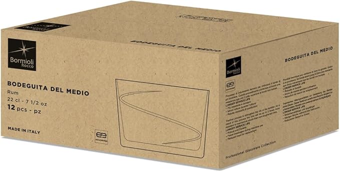 Bormioli Rocco Bodega Swirl Rum Glasses - Set of 12, 7.25 Oz. Spiral Design Tumblers with Secure Edge Technology for Enhanced Durability, Shock Resistant - Made in Italy, Dishwasher Safe