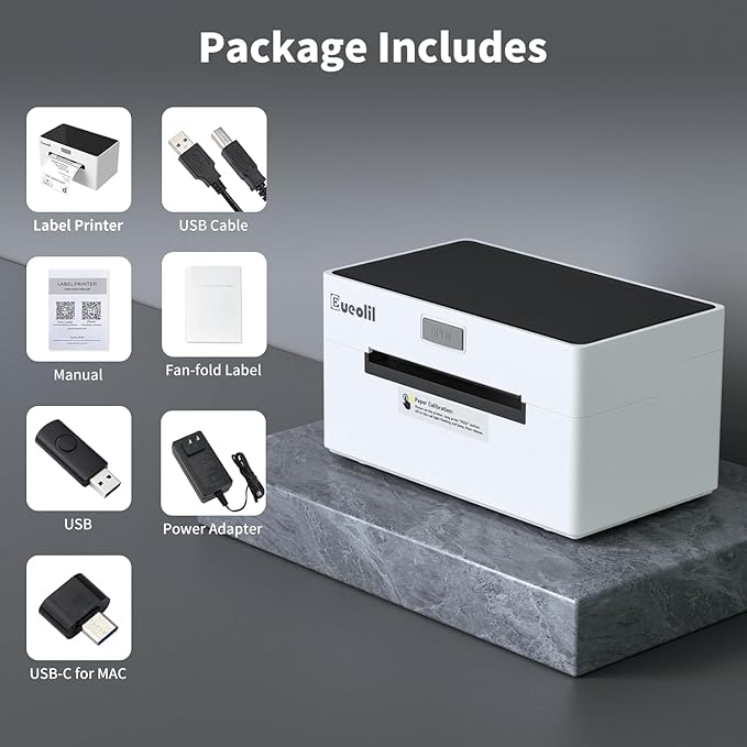Thermal Label Printer, Compatible with Android、iPhone、Windows＆Mac,Maximum Support 4×6 Thermal Label Paper,Widely Used for Home＆Small Businesses and Shipping Label
