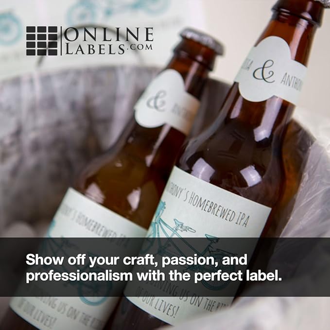 3.58 x 3.62 Waterproof Beer Bottle Labels (Laser Printers Only) - Pack of 400 Labels, 100 Sheets - OnlineLabels