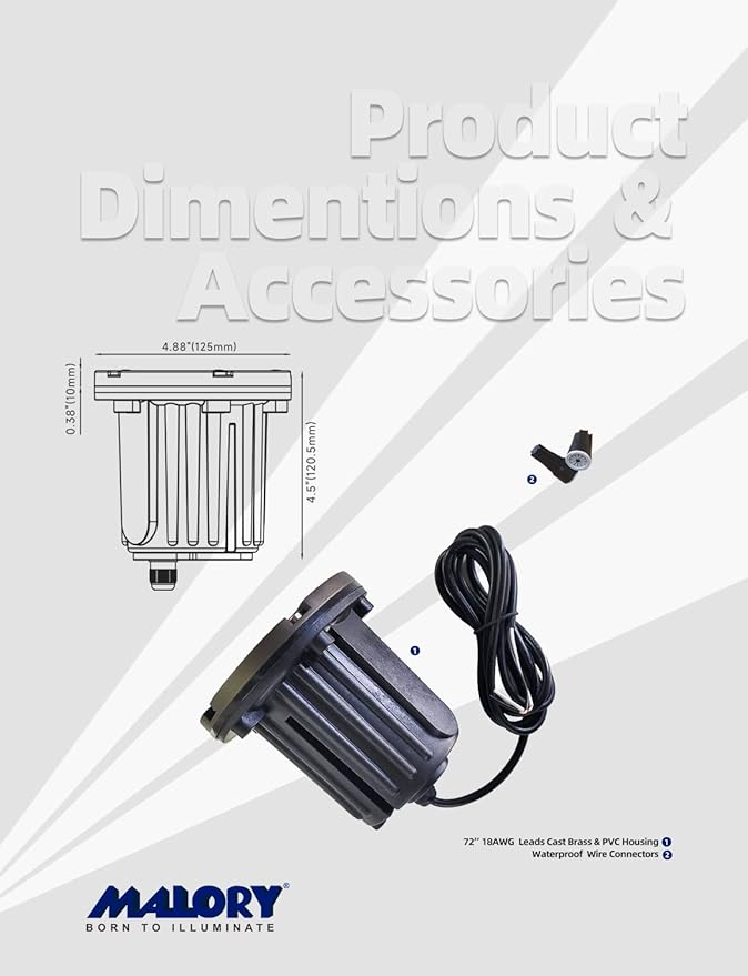 MALORY Brass Top Cover Landscape Well Lights,(4.6''H) 12V Low Voltage Outdoor In Ground Lights,Landscape Lighting for Pathway, Driveway and Garden 1-Pack Without Bulb (Flat Top)