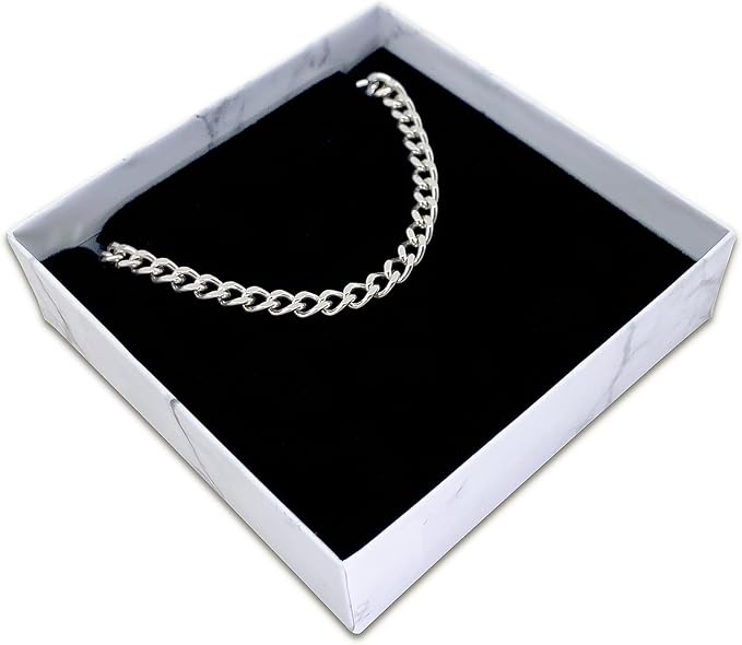 TheDisplayGuys - 24-Pack Cardboard Kraft Paper Jewelry Gift Boxes w. Velvet Padding - Necklace/Pendant - Marble White - #33 (3.5" x 3.5" x 1.0")