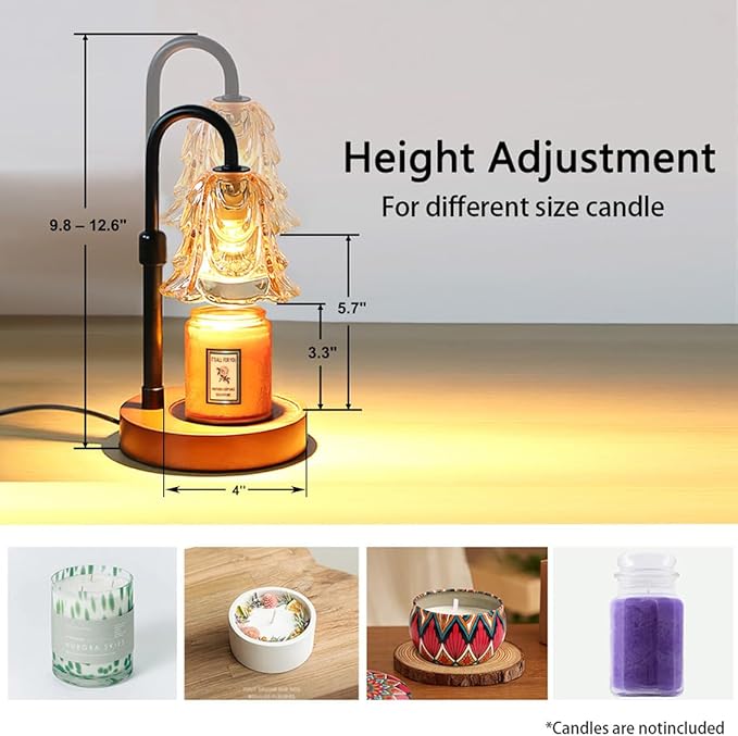 Candle Warmer Lamp with Timer Dimmer Adjustable Height for New Home House Bedroom Decor,Wax Melt Warmer with 2 Bulbs for Jar Candles, Gifts for Mom Women Friend Sister Mothers Day Birthday | Black