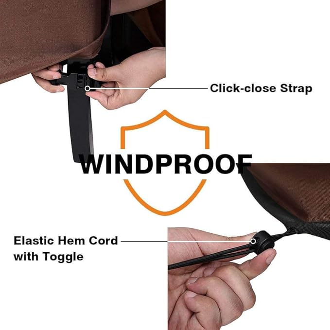 Vailge Waterproof Patio Furniture Set Cover with Padded Handles, Patio/Outdoor Table Cover, Patio/Outdoor Dining Square Table Chairs Cover(Small,Beige & Brown)